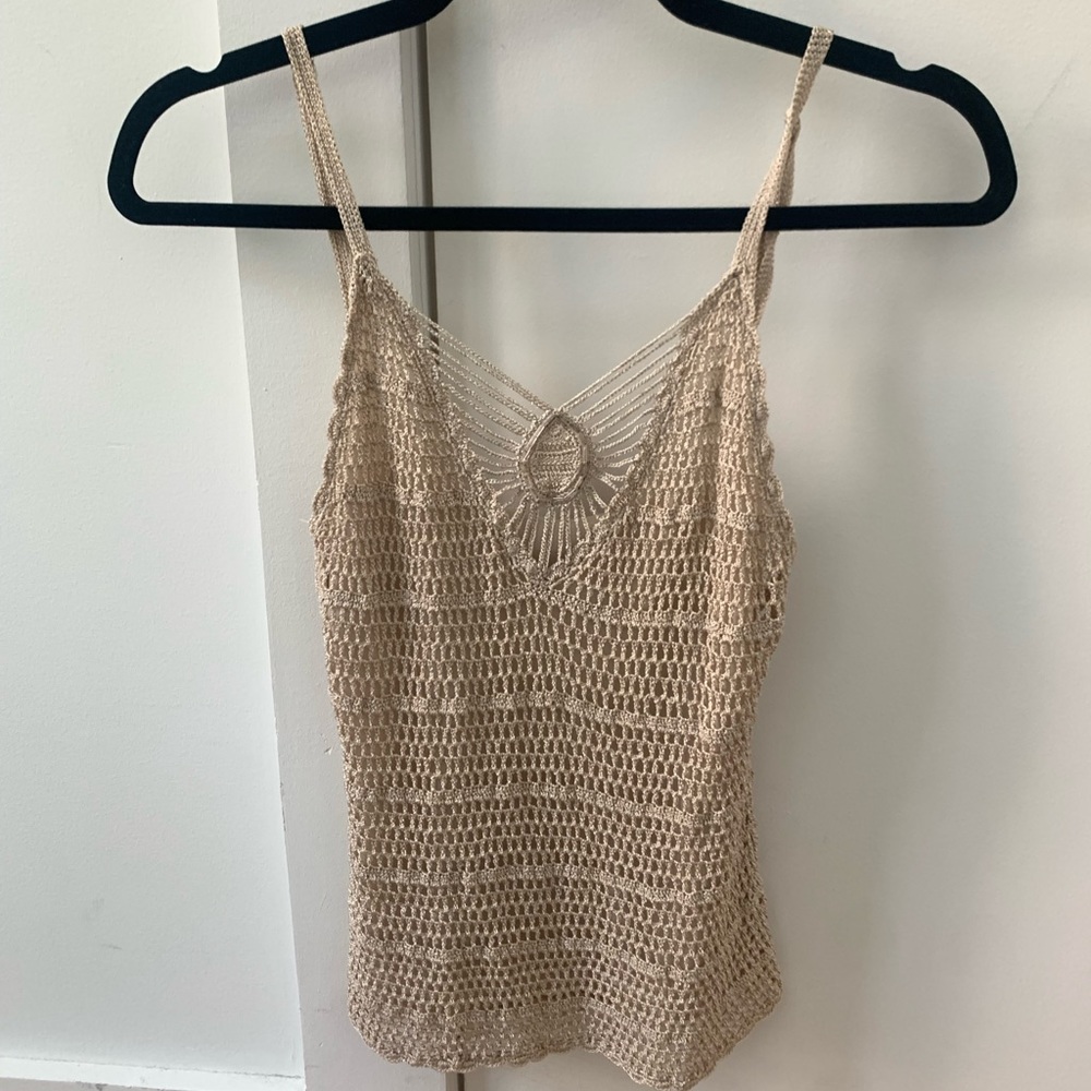 Vintage Crochet Tank w Beading